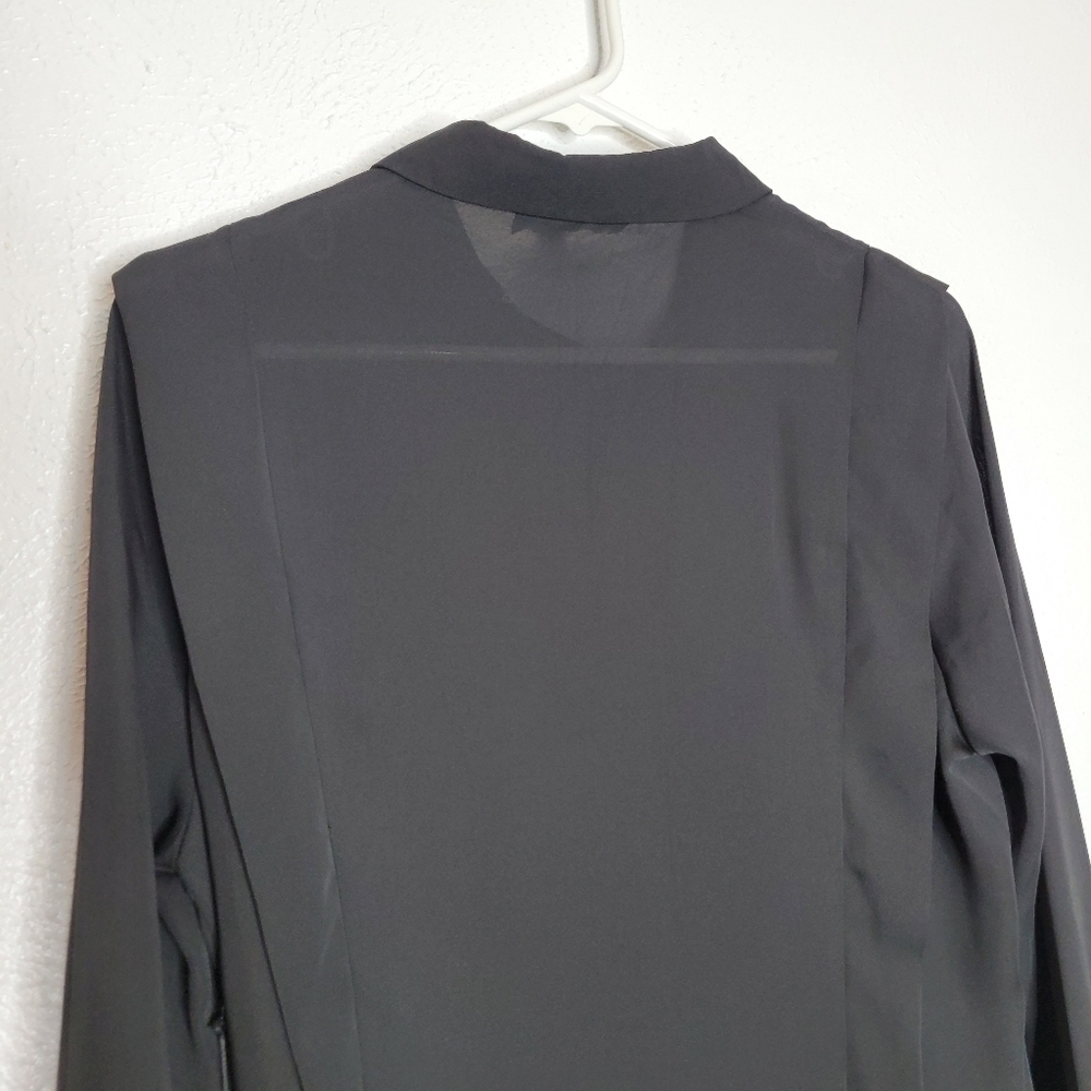 Laundry by Shelli Segal Sheer Black Button-up Shirt Women's Size Small New - Picture 10 of 15